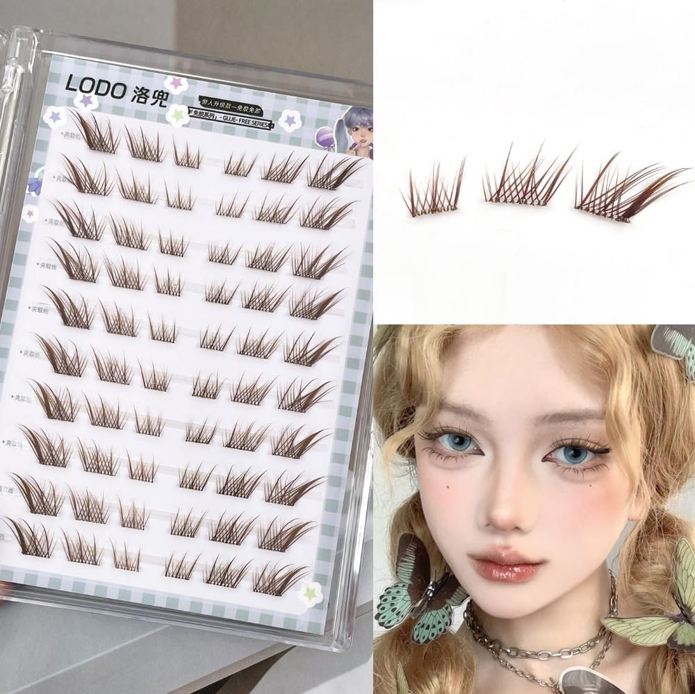 3D Cat Eye Soft Brown False Eyelashes Natural Cartoon Fox Cluster DIY Eyelash Extensions Whispy C Curl Clear Band Eyelash Extensions Individual Eyelashes