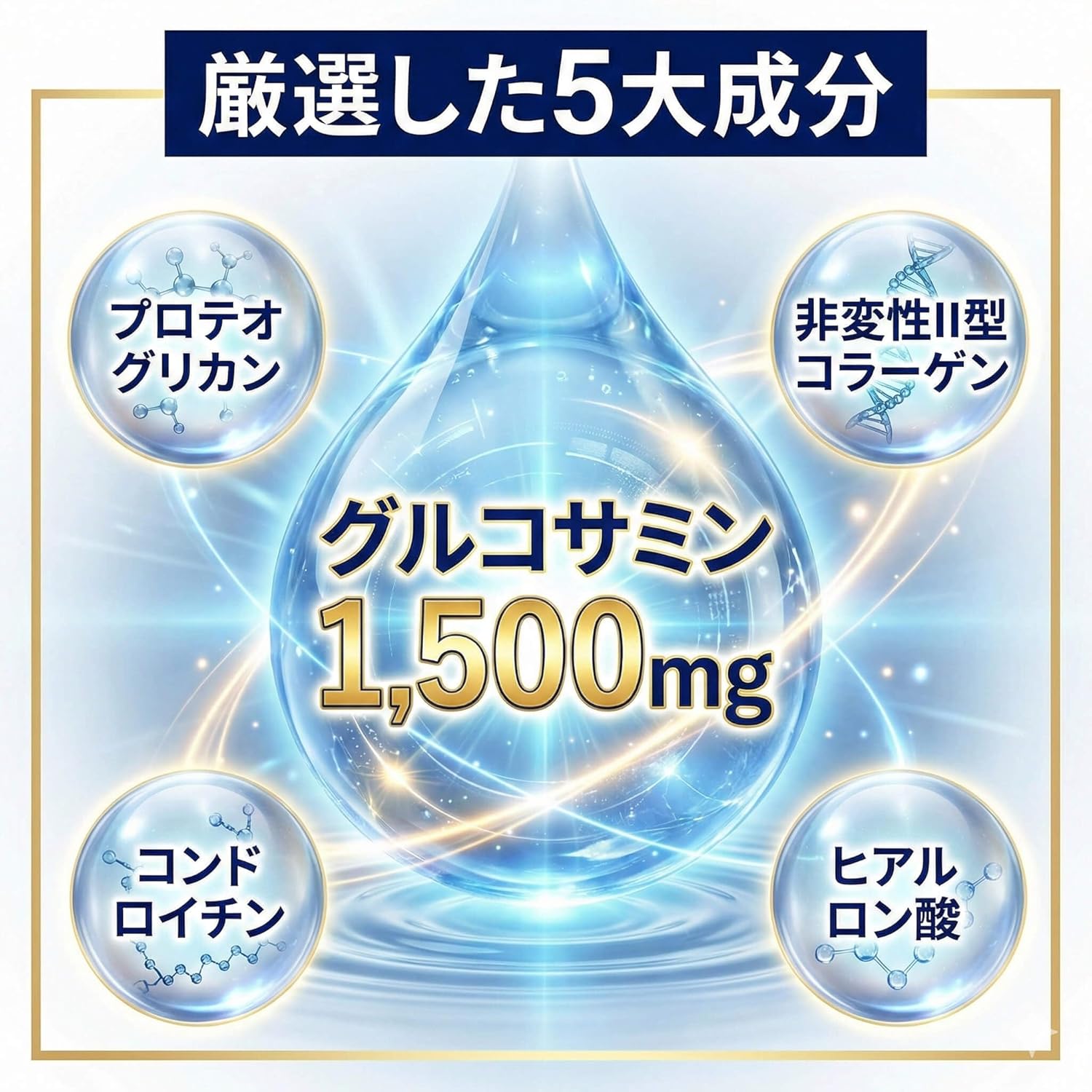 Glucosamine 1500 mg Supplement, Pharmacist Supervised, Chondroitin, Proteoglycan, Non-Denatured Type II Collagen, Formulated with Nutritional Functional Food (Vitamin D), Made in Japan, 180