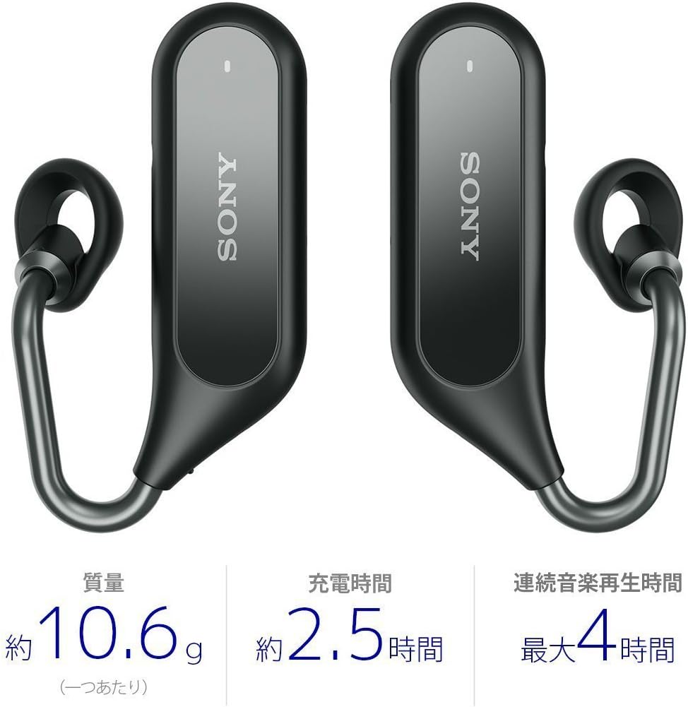 ソニー 完全ワイヤレスイヤホン Xperia Ear Duo XEA20JP : オープンイヤー ボイスアシスタント機能 クアッドビームフォーミングマイク搭載 2018年モデル ブラック XEA20JP B