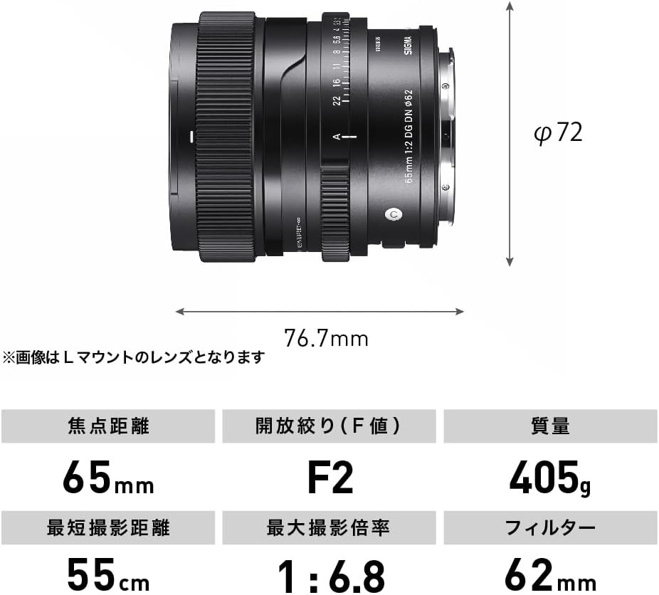 Sigma Sony E-Mount Lens 65mm F2 DG DN Single Focus Telephoto Full Size Contemporary Mirrorless