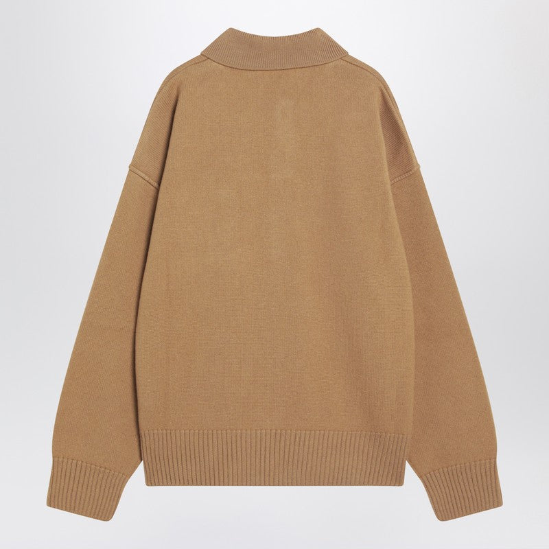 Ami Ami Paris Camel Coloured Ami De Coeur Polo Sweater - Image 3