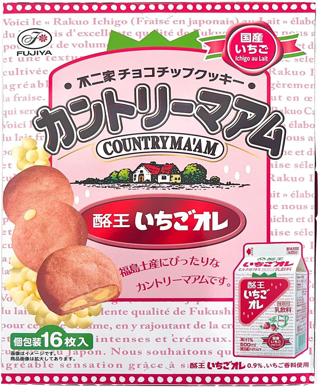 Fujiya Country Mamu, Cheo Strawberry Ole, Local Limited Country Am, Pack of 16, Fukushima Miyage Nagatoya