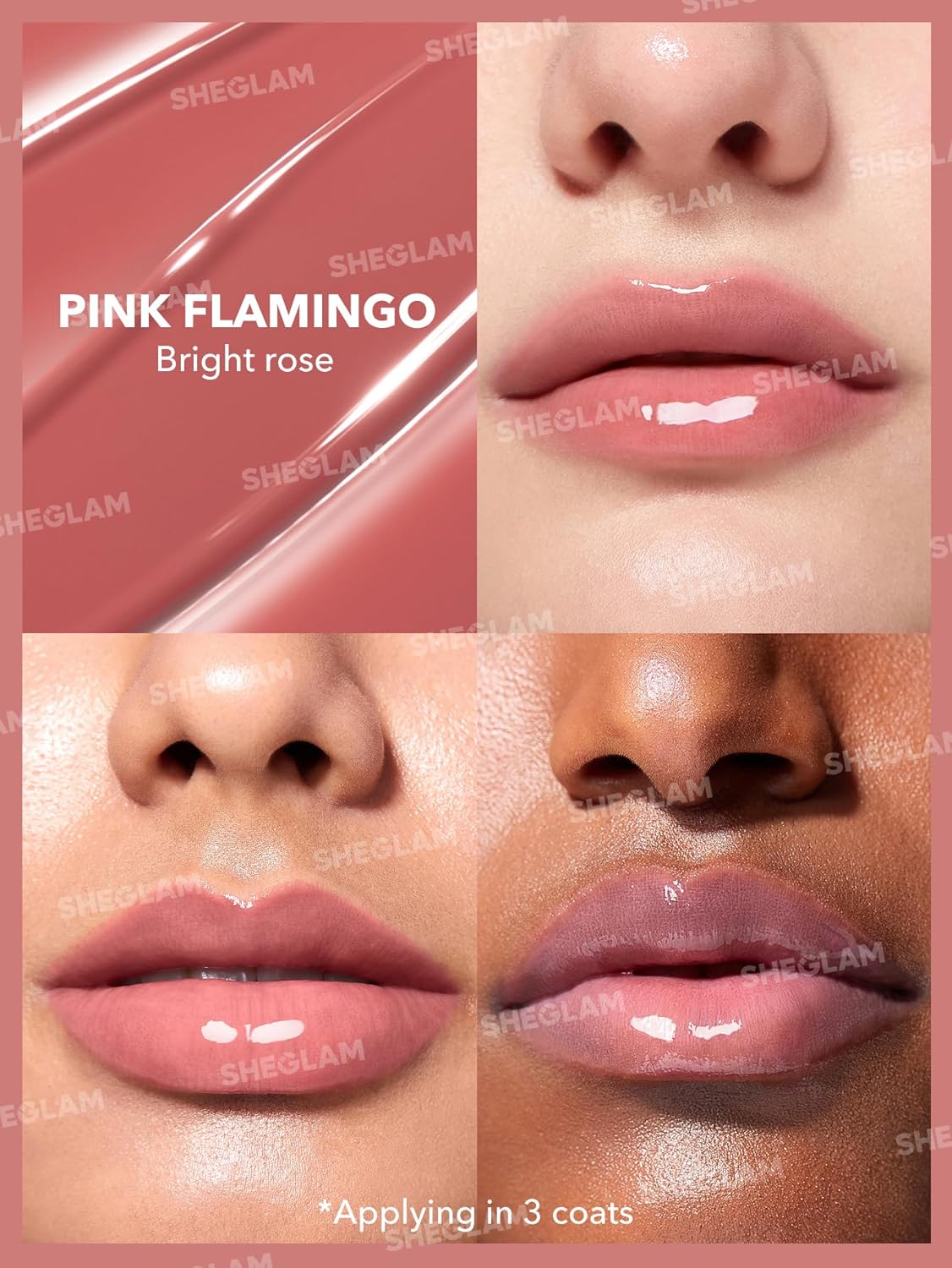 SHEGLAM PoutPerfect Moisturizing Solid Lip Gloss Non Sticky Lipstick with Coconut Oil Pink Flamingo