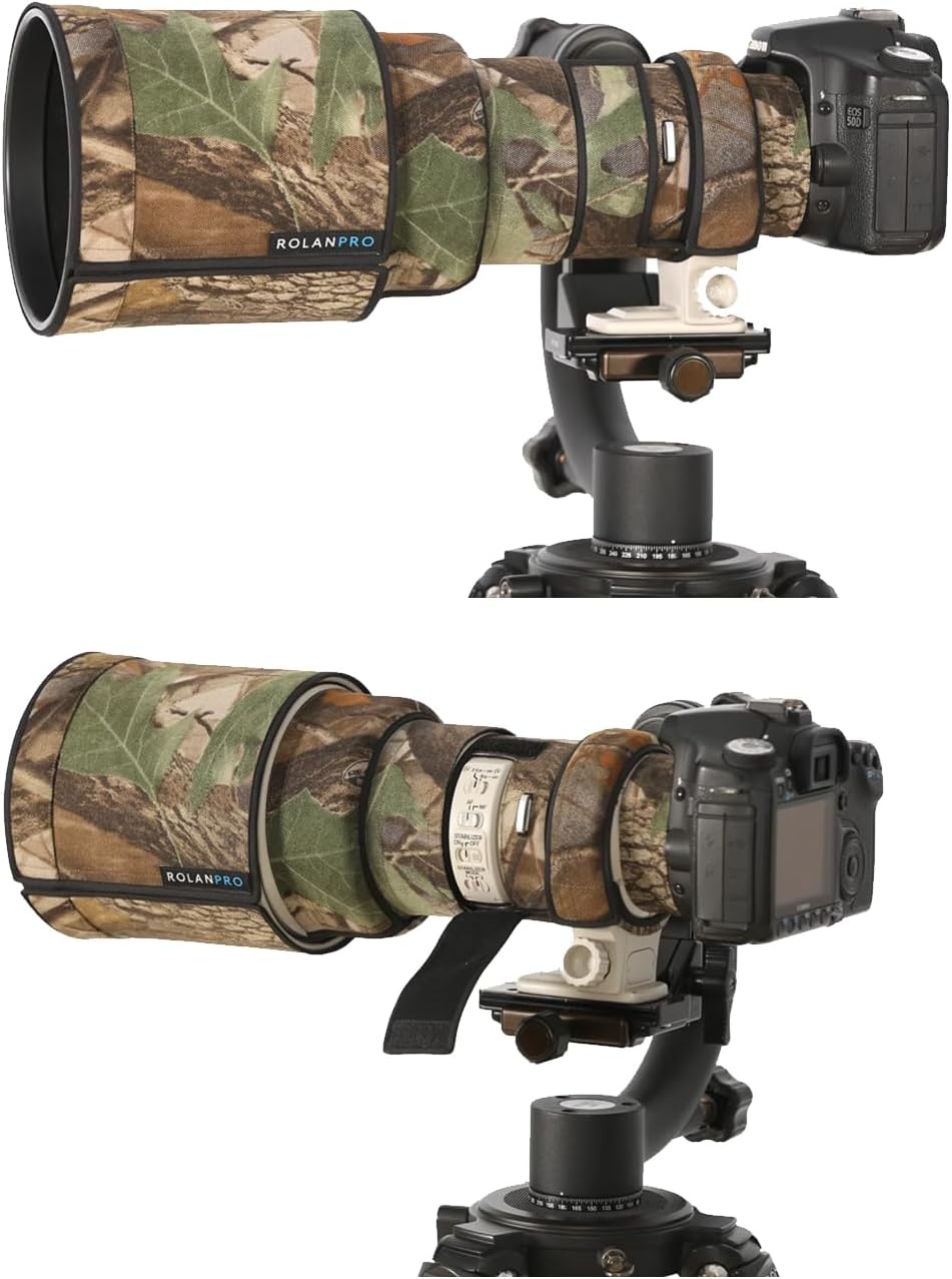 Rolanpro Lens Cover, Camouflage Coat for Canon EF 400mm F/4 DO IS II USM, Triple Layer Protection, brown jungle camo, Modern