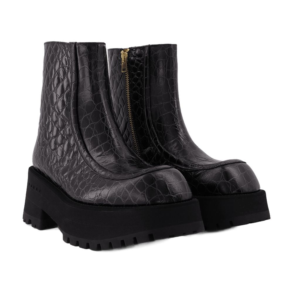 Marni 黒い革のジップブーツ - Image 3