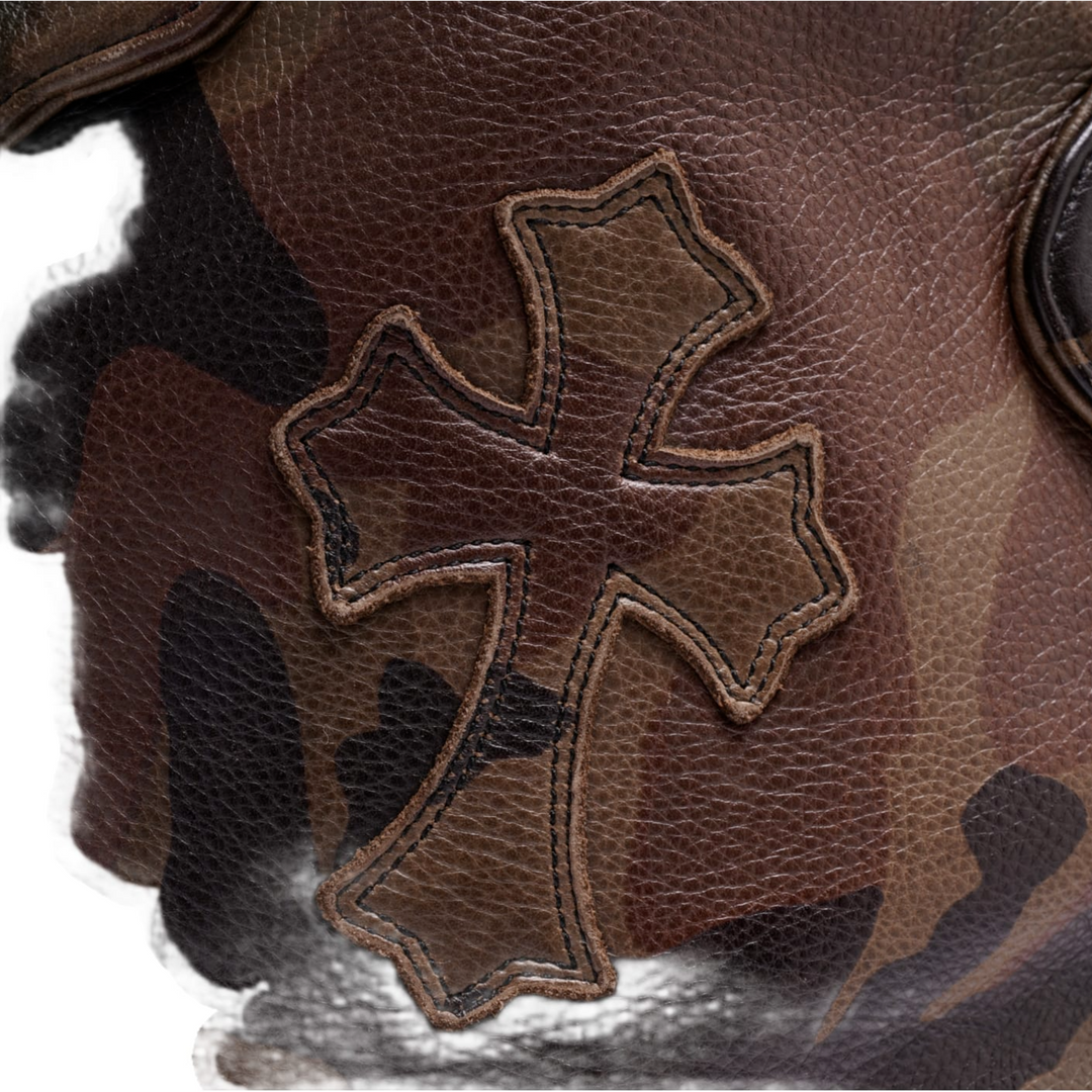 CHROME HEARTS 'LEATHER CROSS PATCH' CAMO TOTE BAG