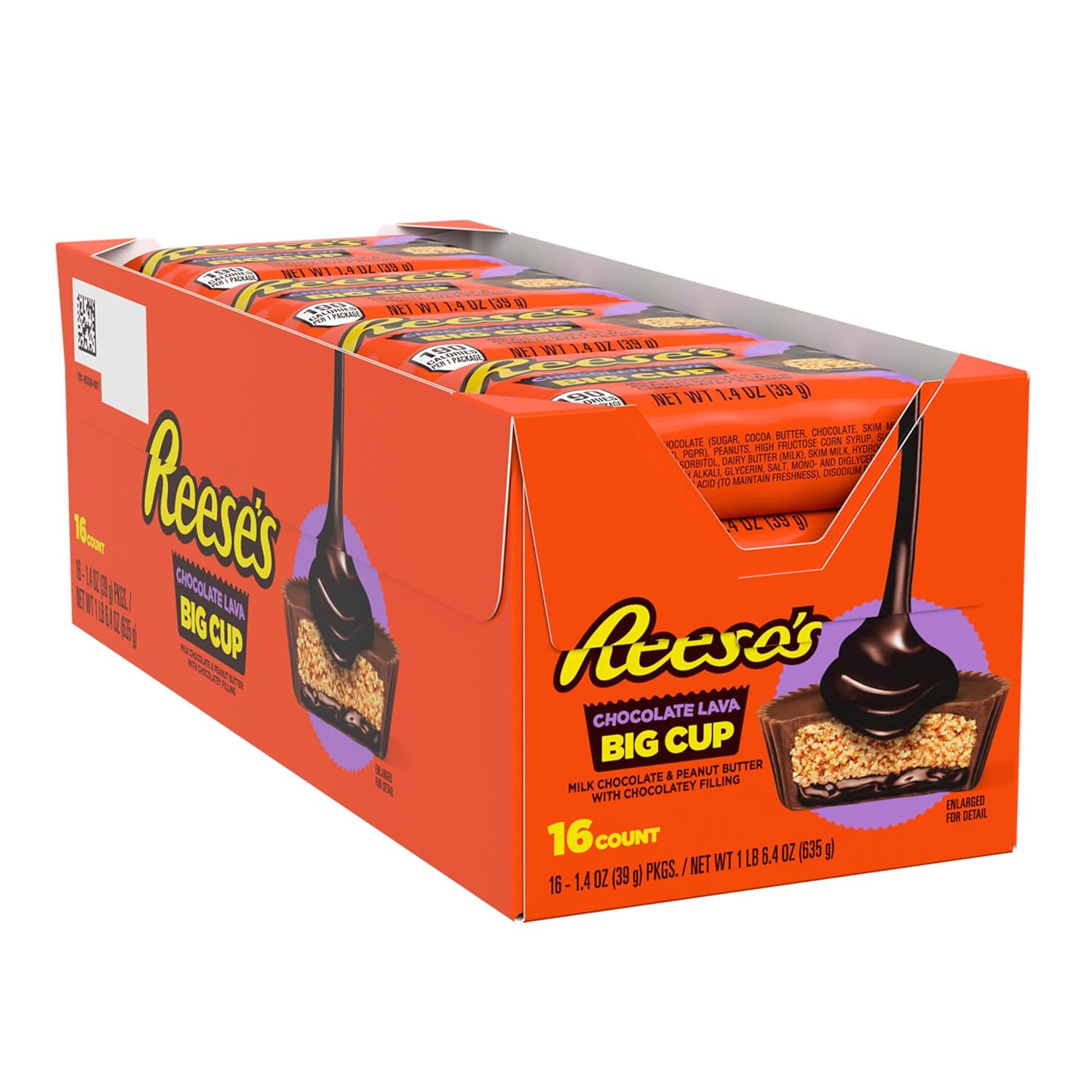 REESE'S Big Cup - Tazas de chocolate con leche de lava y mantequilla de maní, paquetes de dulces, 1.4 onzas (16 unidades)