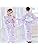 RiraMacherie Women's Yukata, 4-piece Set, Pink, Purple, Light Blue, Floral Pattern, Waistband, White, Purple, Gray