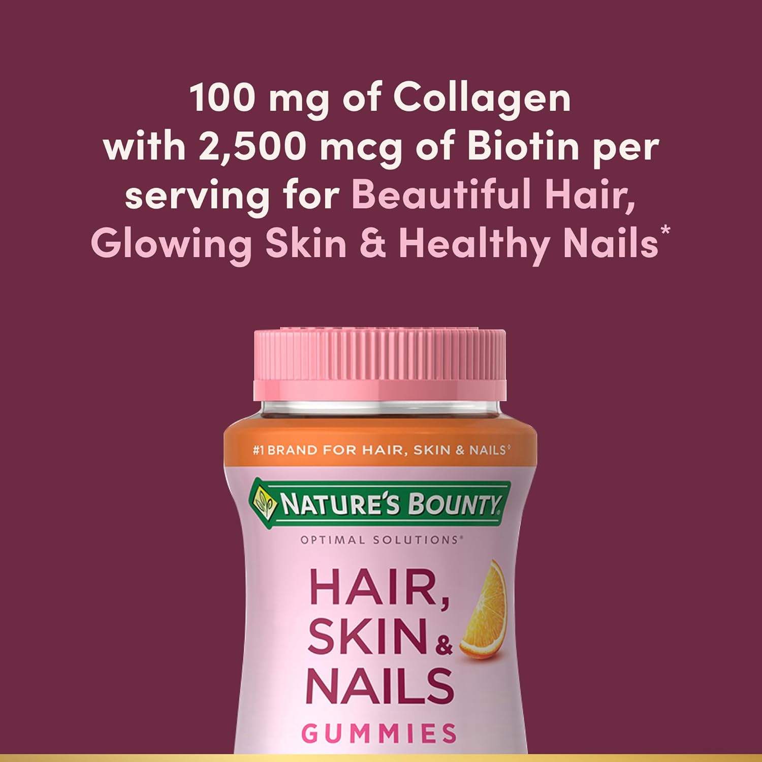 Nature's Bounty, Optimal Solutions, Biotin and Collagen Blend, Tropical Citrus Flavor, 80 Gummies