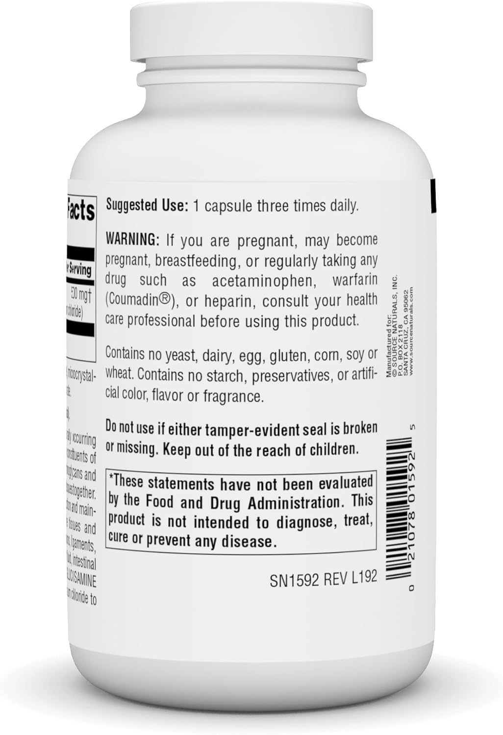 Source Naturals Glucosamine Sulfate, 240 Caps 500 MG