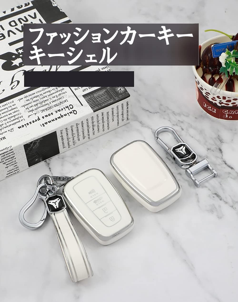 ONTTO Toyota Exclusive Smart Key Case, Key Cover, Key Holder, Toyota Crown 220 CHR C-HR ZYX10, Prius 50 Series, Roller Cross, RAV4, New Camry, TPU Material, High Quality, Fashionable Accessory, C Grey