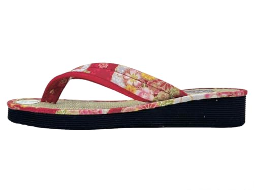 Daimyo Shokai Women's Thong Tatami Folding Sandals Japanese Pattern, Made in Japan
