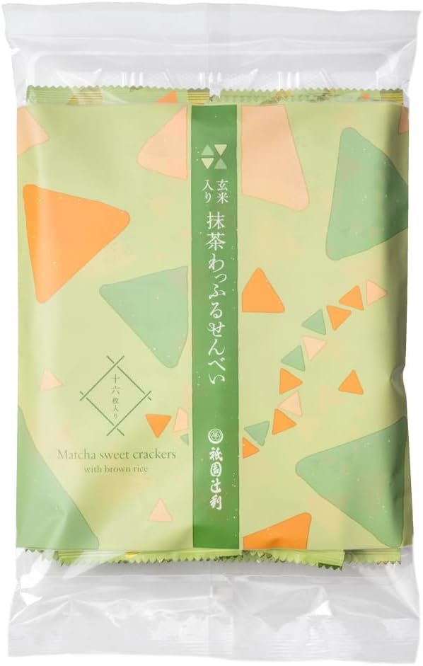 Jaen Tsujiri Matcha Confectionery with Brown Rice, Matcha Waffle Senbe, Set of 16, Kyoto Matcha, Sweets, Japanese Sweets, Gift, Souvenir
