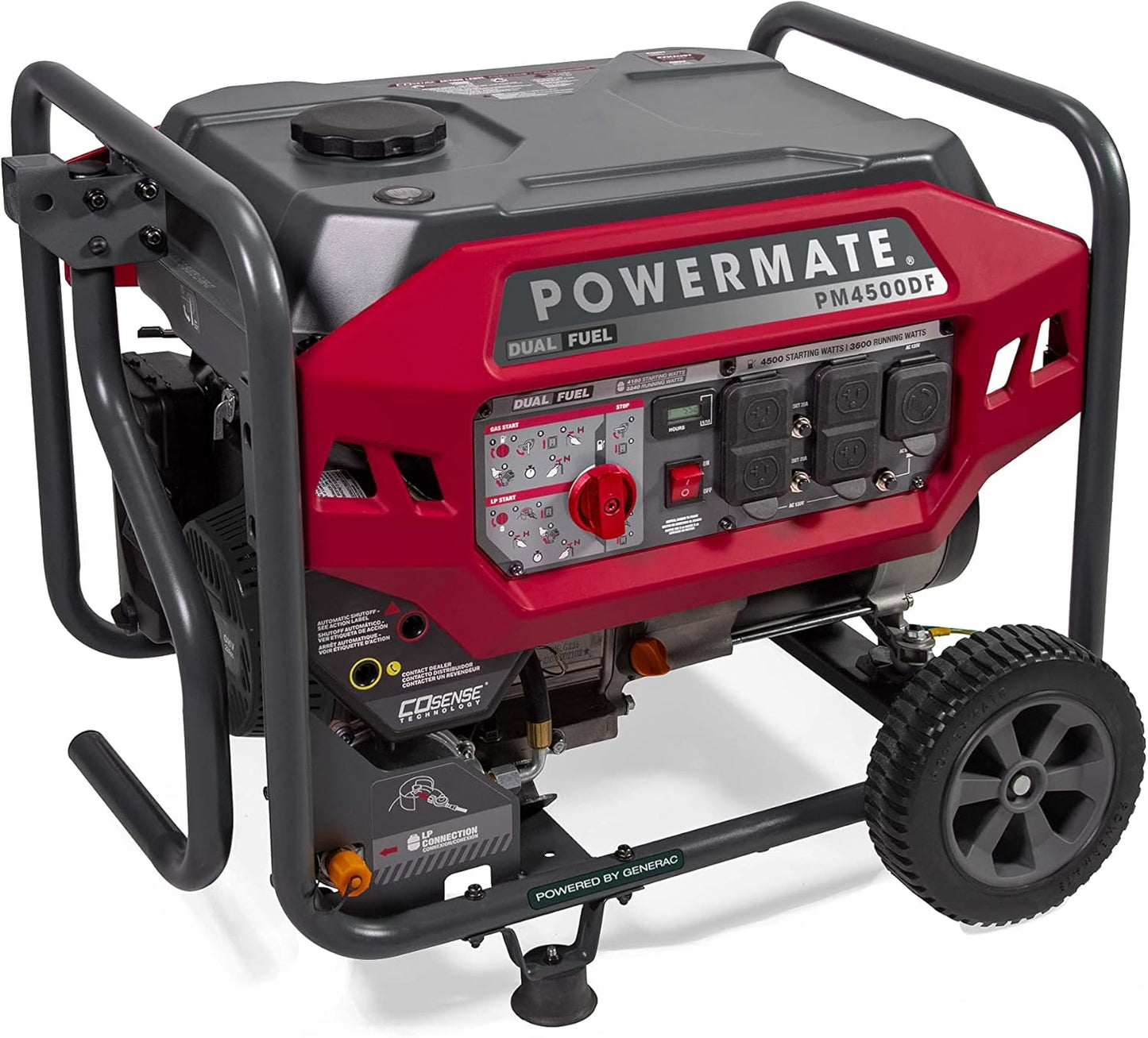 Powermate P0081700 PM4500 4500 Watt Dual Fuel Portable Generator CO-Sense 49-State / CSA, Generac Powered