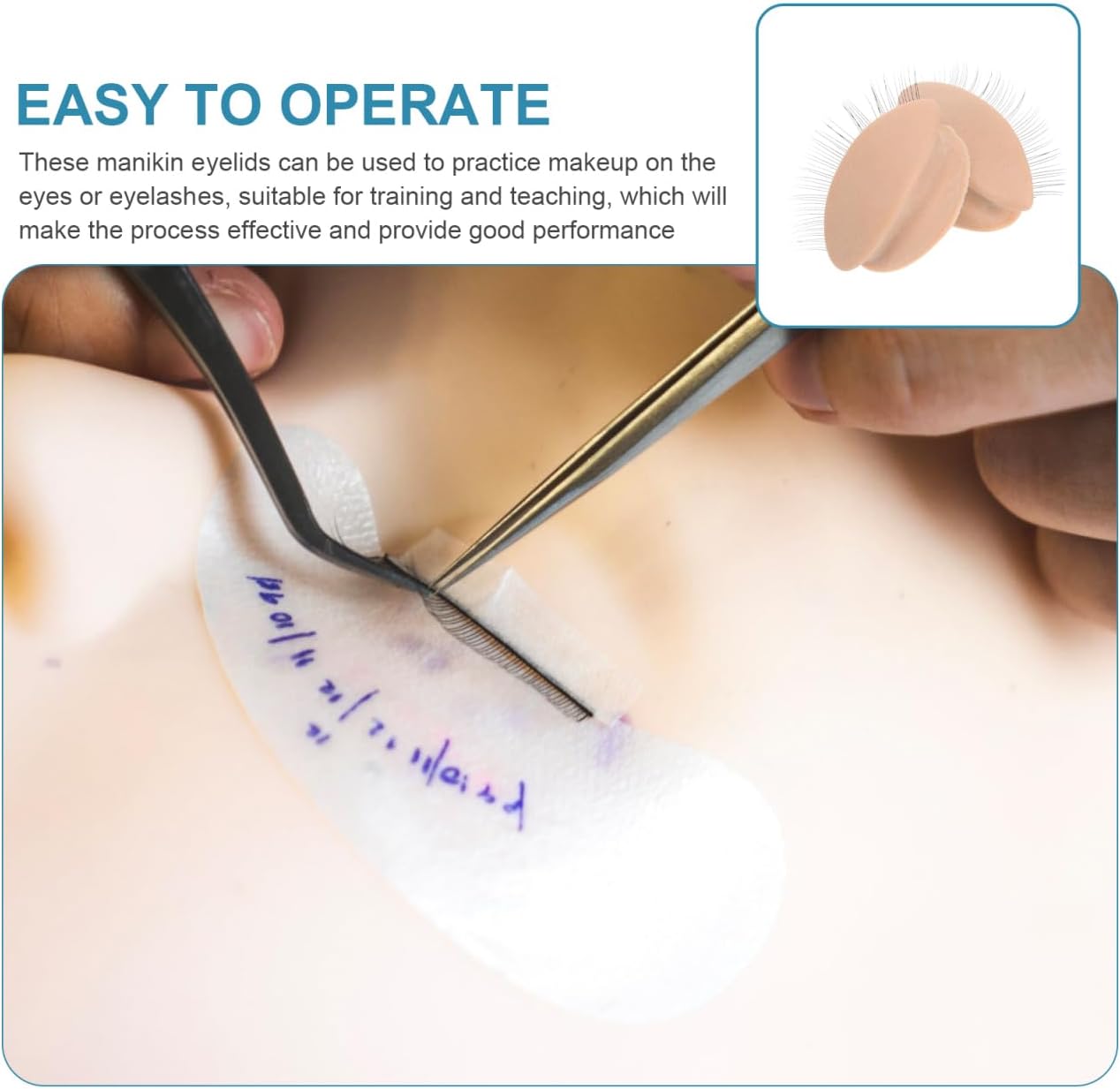 Healvian 3 Pairs Eyelash Practice Module Practice Eyelash Extensions Eyelash Extensions for Eyelids Lashes Practice Replacement Eyelashes with Eyelids Replacement Eyelashes Mannequin Head