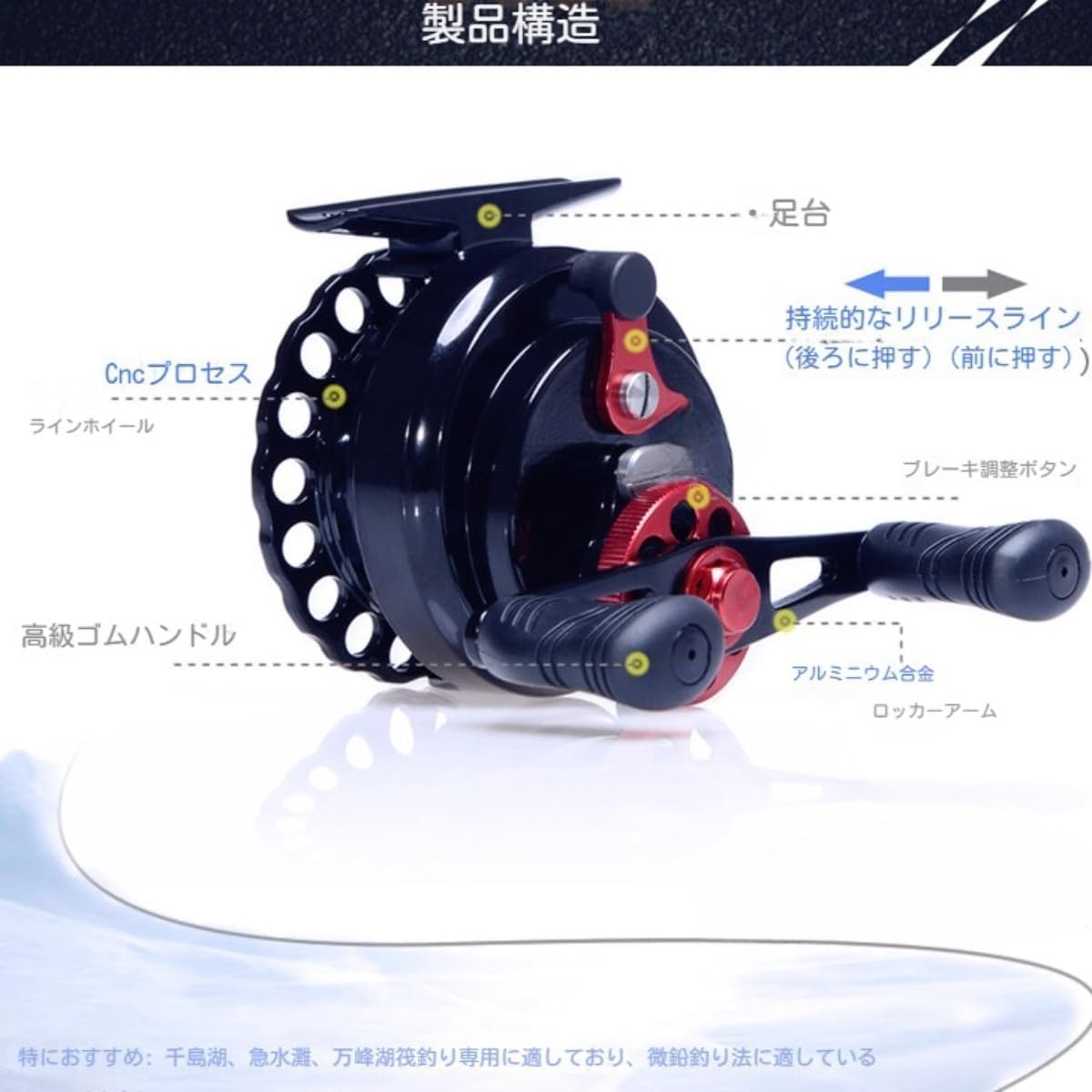 【Yecox】イカダリール チヌリール 石鯛リール 釣り具 筏 落とし込み ヘチ 黒鯛用 軽量 左巻き 右巻きO27