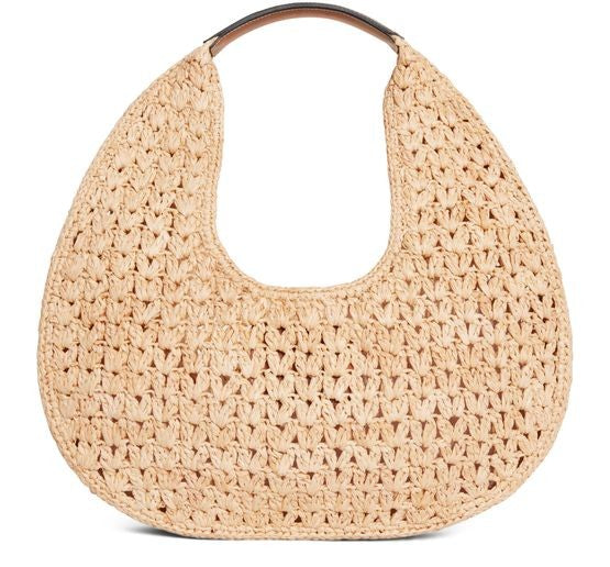 Celine classic panier hobo bag in raffia and calfskin - Image 3