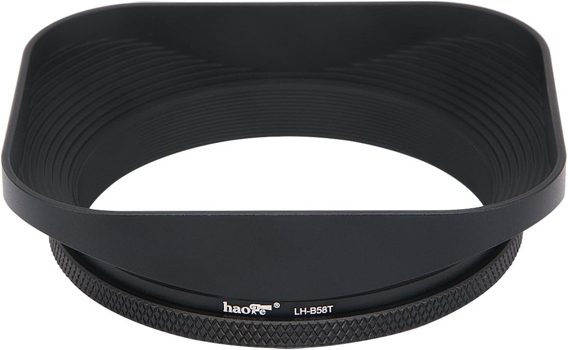 Haoge LH-B58T 58mm Square Metal Screw-in Mount Lens Hood Shade with Cap for Canon Nikon Sony Leica Leitz Carl Zeiss Voigtlander Nikkor Fujifilm Olympus 58mm Lens and Other 58mm Filter Thread Lenses