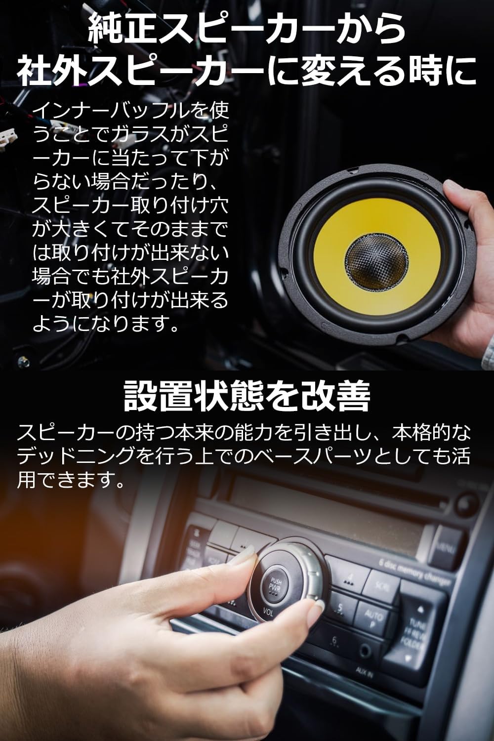 Inner Baffle General Purpose Baffle Board, Set of 2, Toyota Nissan Door Speaker for Car, Outside Product