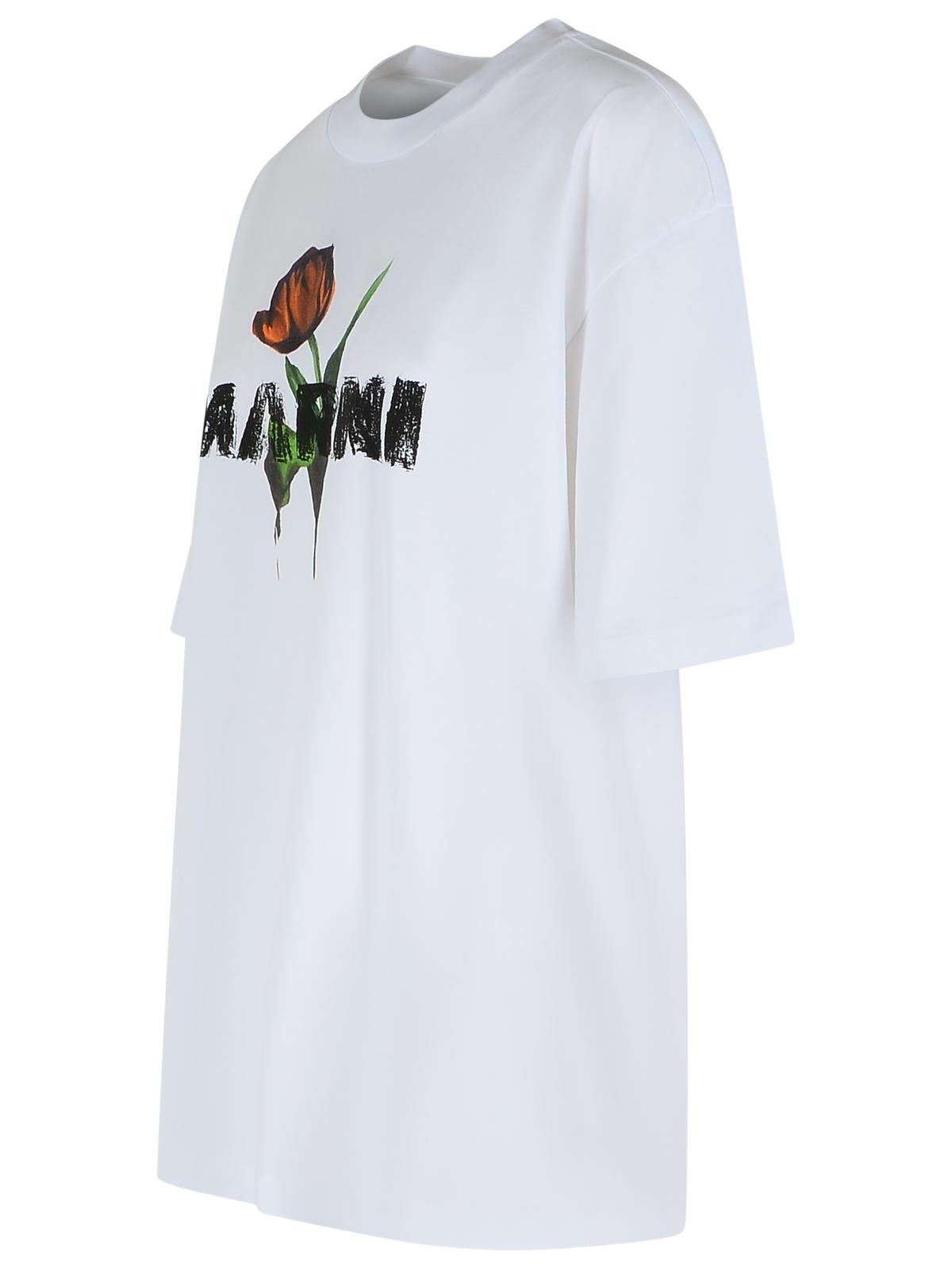 Marni チューリッププリント付きマルニホワイトコットンTシャツ - Image 3