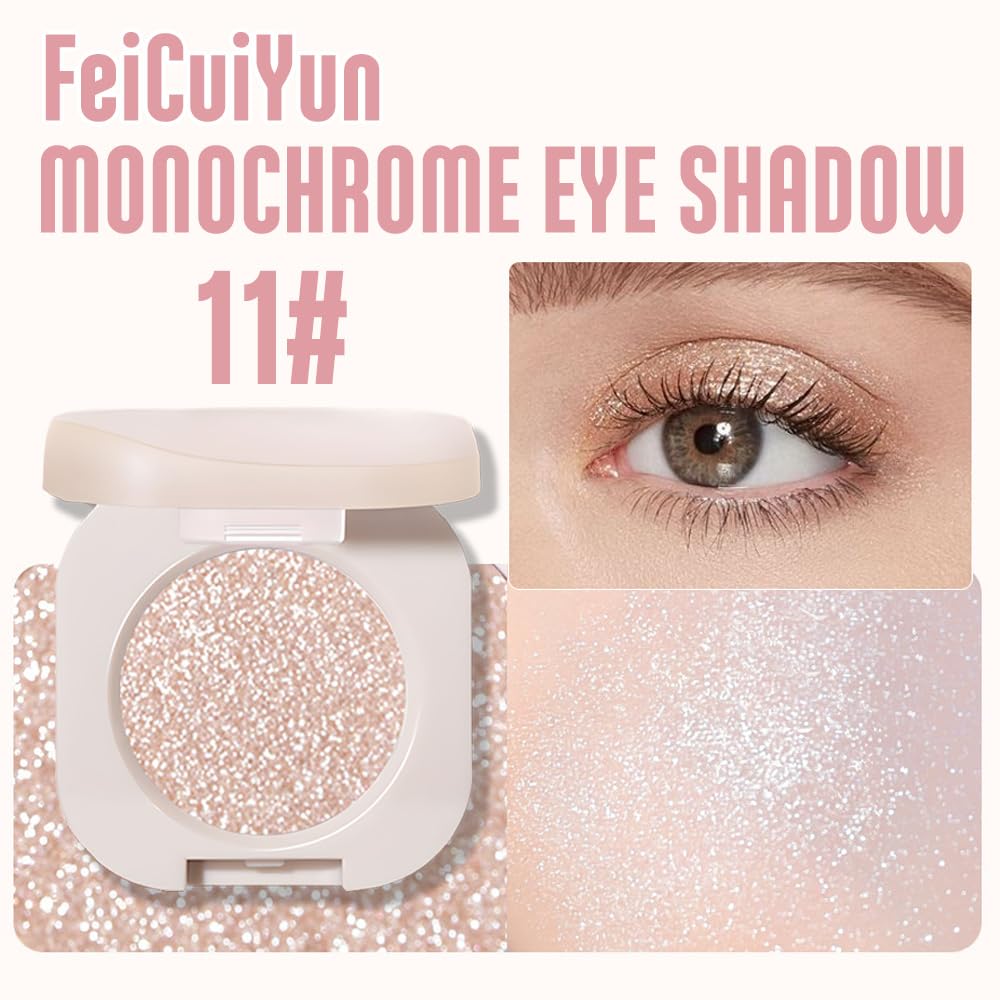 FeiCuiYun Paleta de sombras de ojos con brillo, purpurina y destello para mujeres mayores, blanco perla plateado con brillo, purpurina y efecto metálico holográfico, crema iridescente, sombra de ojos