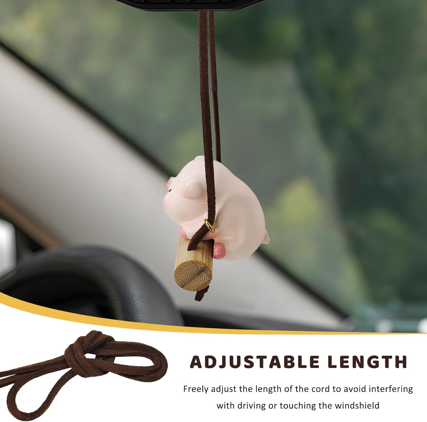 Adorno colgante de espejo retrovisor de vaca oscilante, bonito colgante de espejo retrovisor de resina, divertido colgante de vaca, accesorios interiores universales para automóvil, SUV, camión