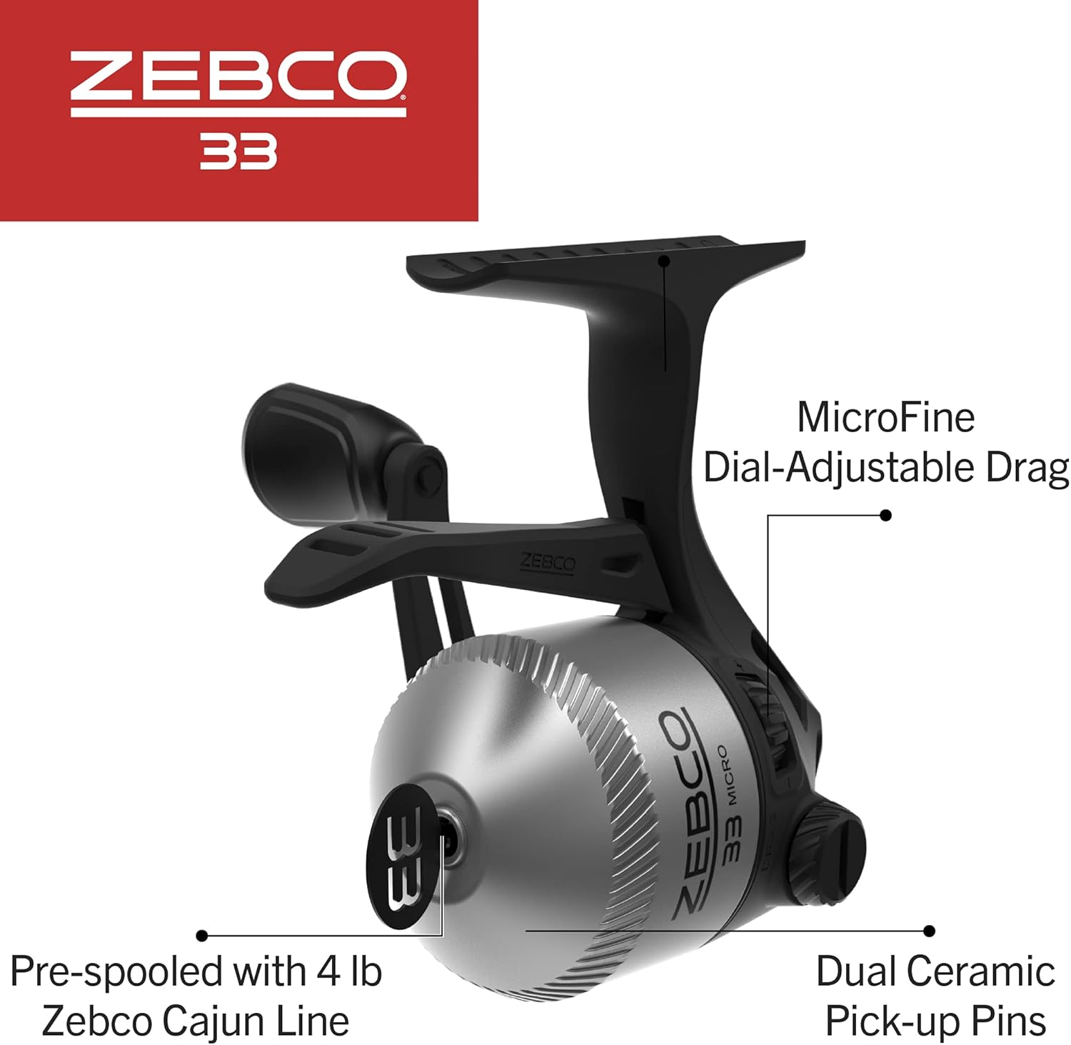 Zebco Spincast 33 Fishing Reel, Right/Left Handed Retrieve Changeable Bite Alert All Metal Gear Zebco Cajun Line Presspool