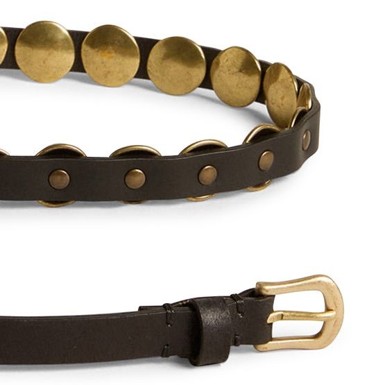 GOLDEN GOOSE Black Trinidad belt in washed leather with gold studs - Image 3