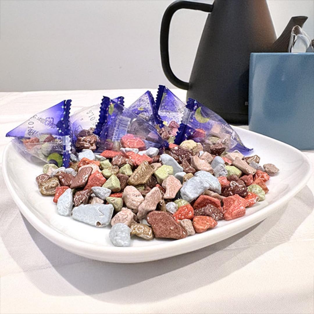 Moon Pebbles Chocolate, 100 Pieces, Large Capacity, Chocolate, Ganash, Stone Chocolate, Individual Packaging, Small Pouch, Commercial Use, Japanese Sweets, 7RabbitRiogrand Original Sticker Included