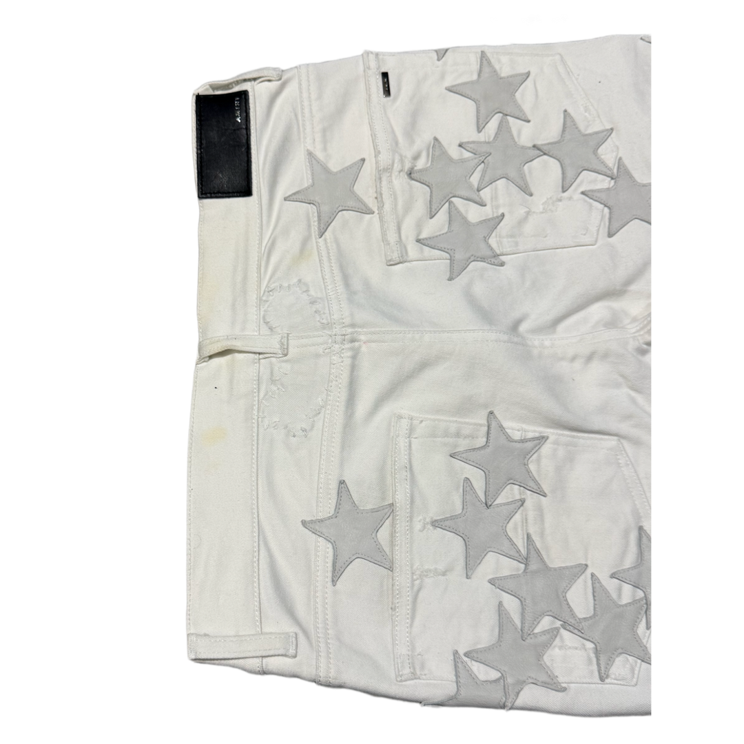 AMIRI X CHEMIST 'GREY STARS' WHITE JEANS
