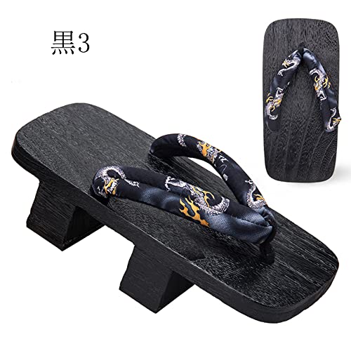 [cnstone] Men's Geta Clogs, Soft Nose Straps, Yakata/Black Lacquered Paulownia Clogs, Men's Cosplay, Two-ply Geta for Cosplay, Yukata, Summer Kimono, Unique Pattern, Men's Paulownia Clogs, Gift,