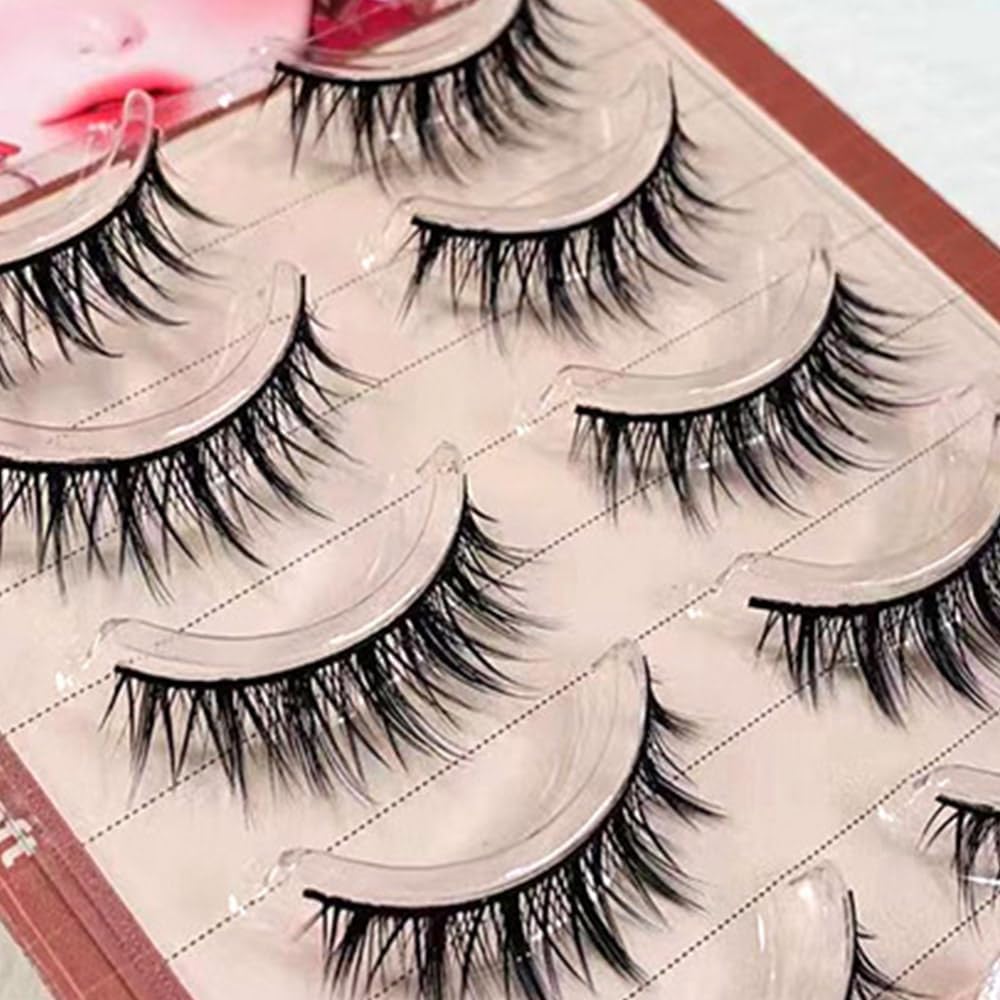 Natural False Eyelashes, 5 Pairs Popular, Black Axis, Soft Core, Ultra Lightweight, Soft, Handmade, Actress Eyelashes, Cosplay Makeup False Eyelashes (K-33)