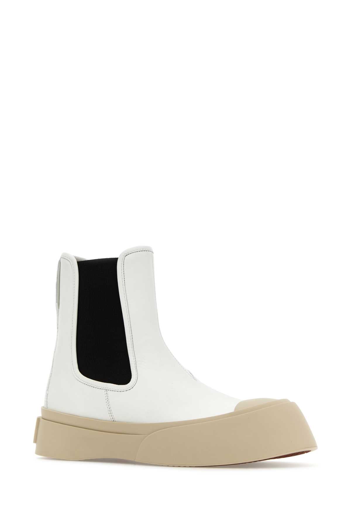 Marni マルニホワイトナッパレザーパブロアンクルブーツ - Image 3