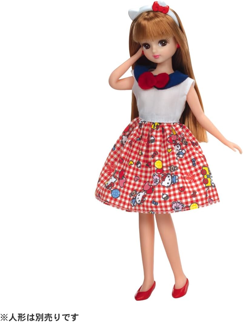 Takara Tomy Licca-chan Dress, My Choice Sanrio Characters, Dress & Headband, Hello Kitty, Changeable Clothes, Pretend Play, Toy for Ages 3 and Up