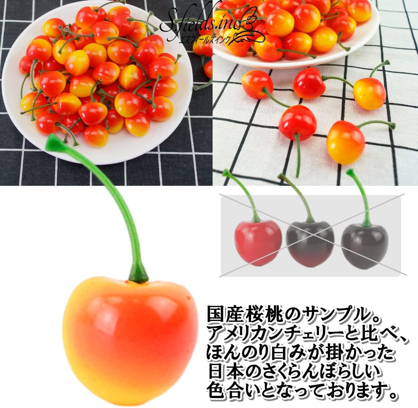 S.fields.inc Cherry Food Samples, 50 Pieces, 1.0 inches (2.5 cm), Cherry Blossom Peach Sample, Realistic Fruit Model