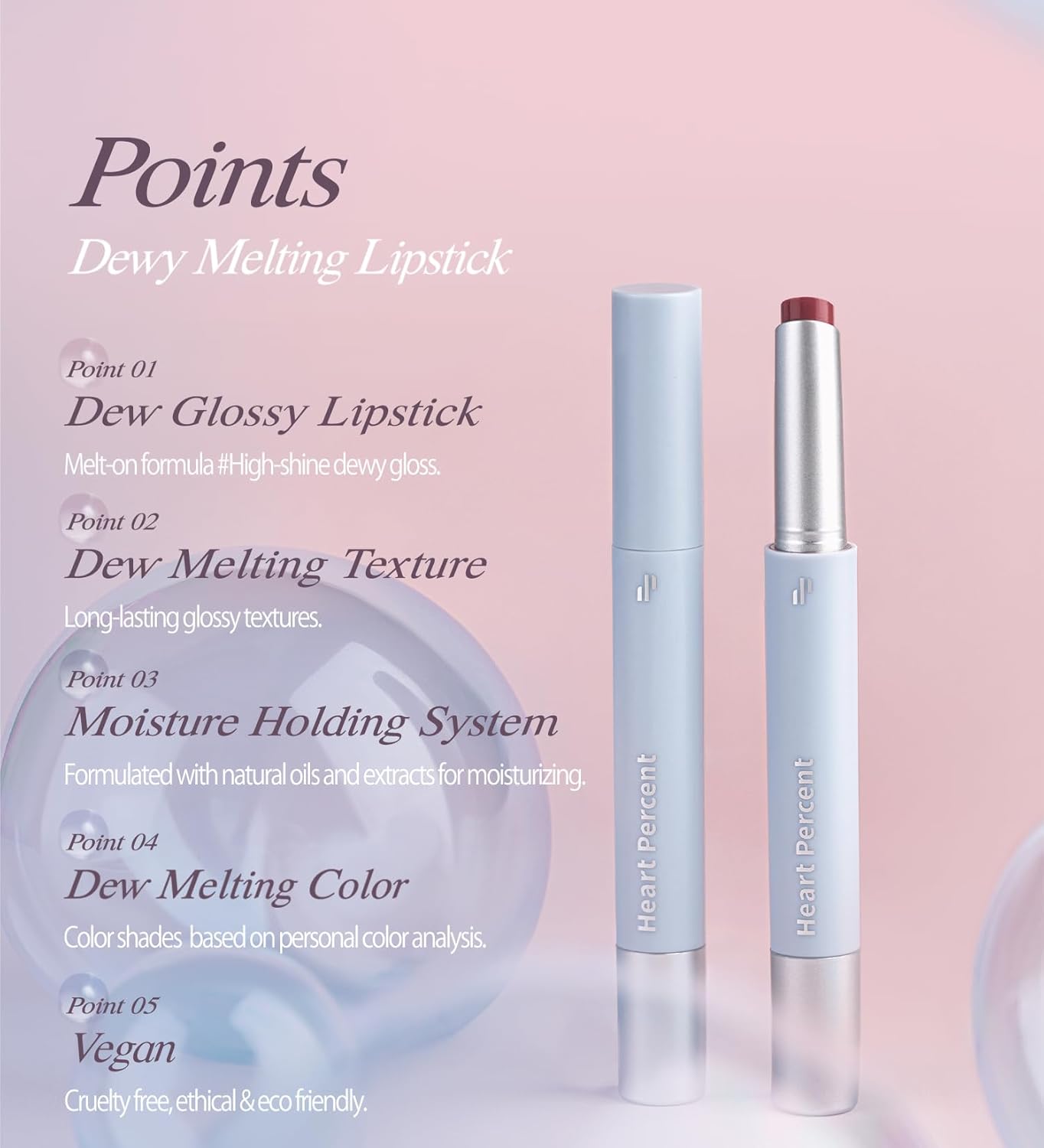 Heart Percent Dote On Mood Dewy Melting Lipstick Color Lip Balm (01. Dewy Glow)
