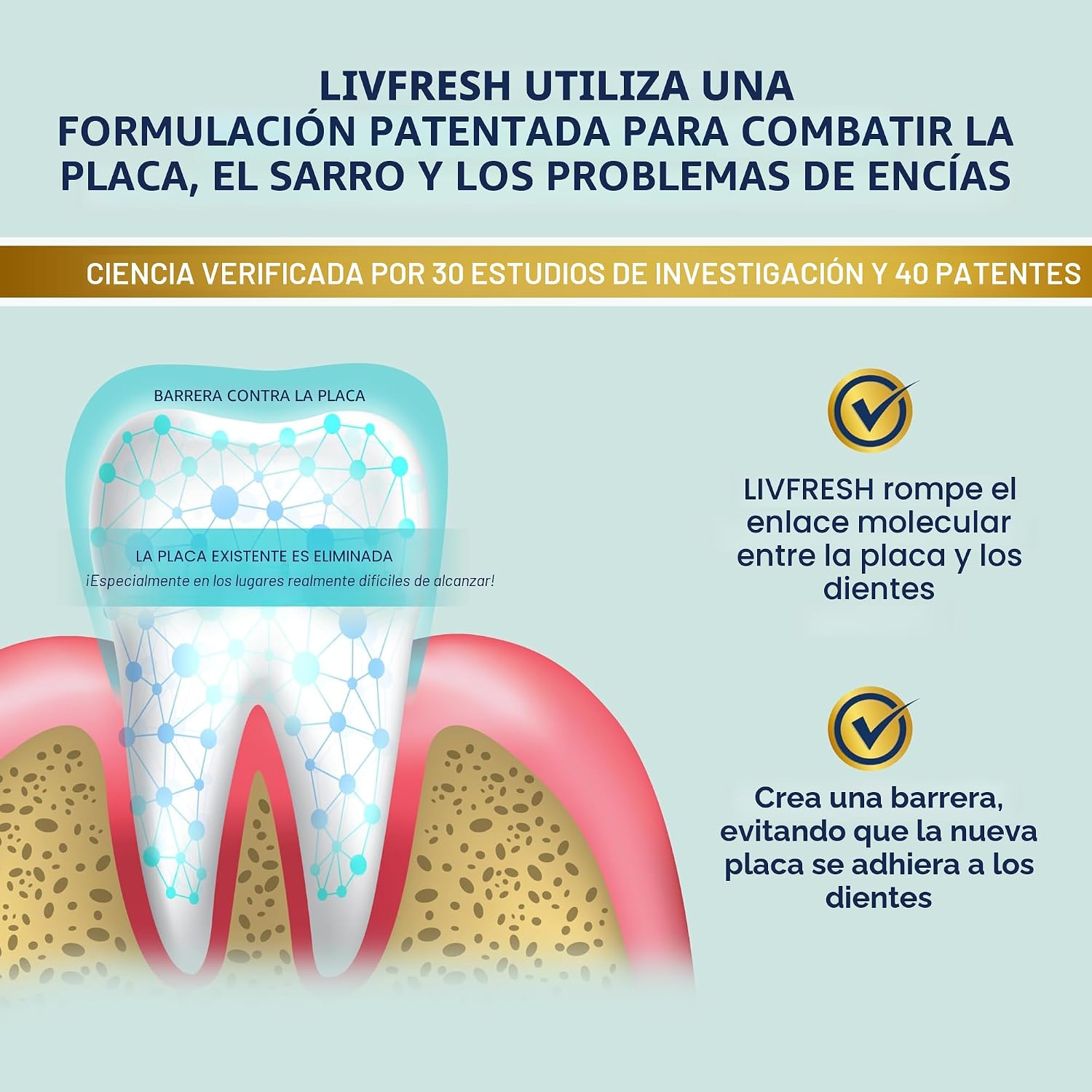 LivFresh Gel de pasta de dientes, clínicamente probado para eliminar la placa un 250% mejor, mejora la salud de las encías un 190% mejor, previene y reduce el sarro, refresca el aliento, gel dental