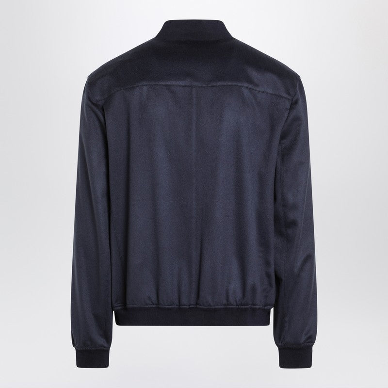 Brunello Brunello Cucinelli ライトウェイト カシミア フランネル ネイビー ブルー カーディガン - Image 3