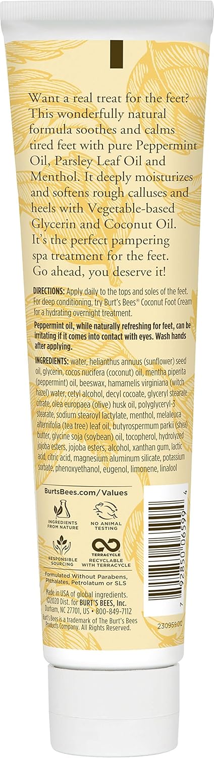 Burt's Bees Loción para pies de aceite de menta, 3.38 onzas (el paquete puede variar)