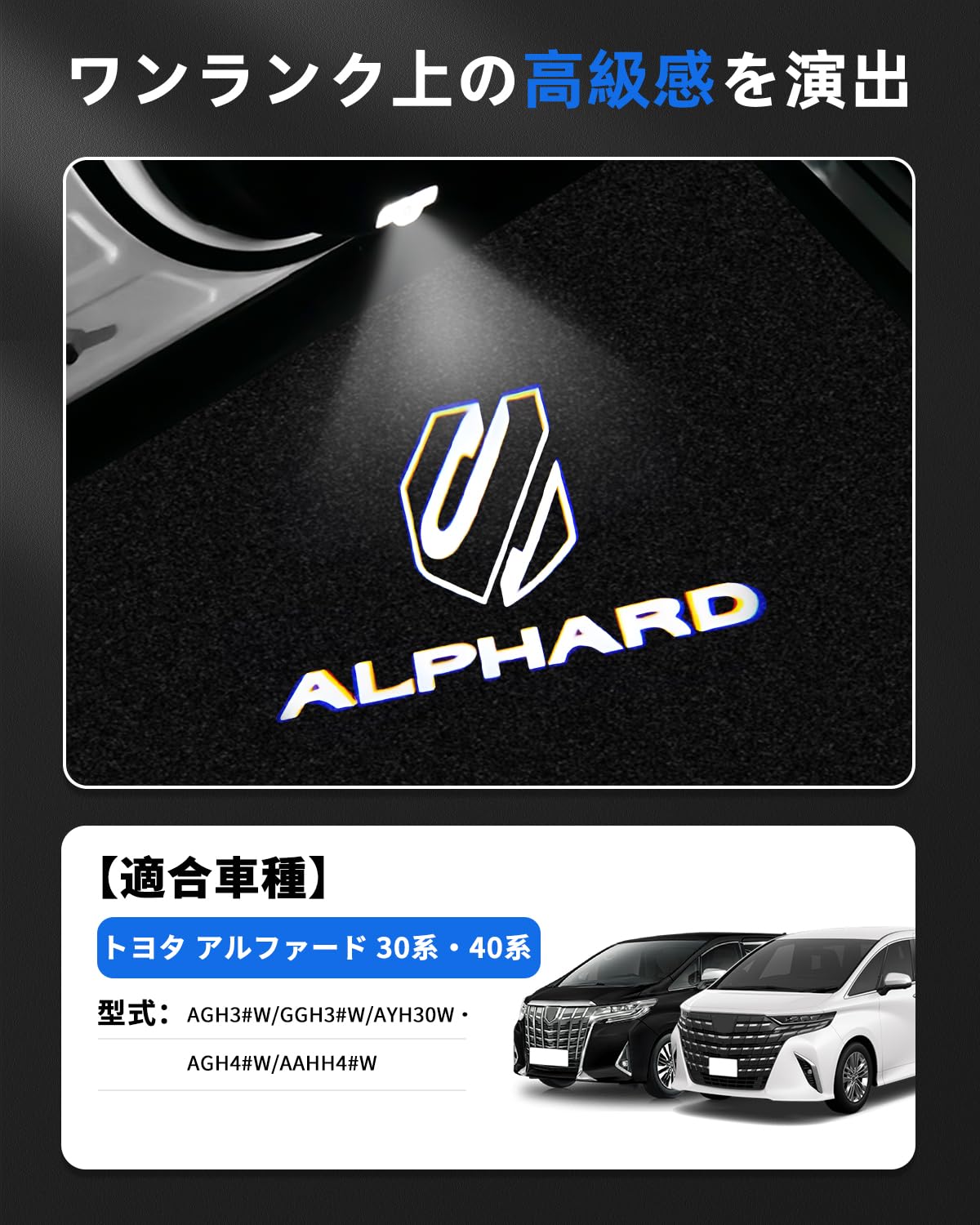 Toyota Alphard 40 Series 30 Series Courtesy Lamp LED Courtesy Light with Laser Logo Alphard AAHH4#/AGH4# Door Welcome Light Dedicated Design Genuine Replacement High Brightness Custom Parts