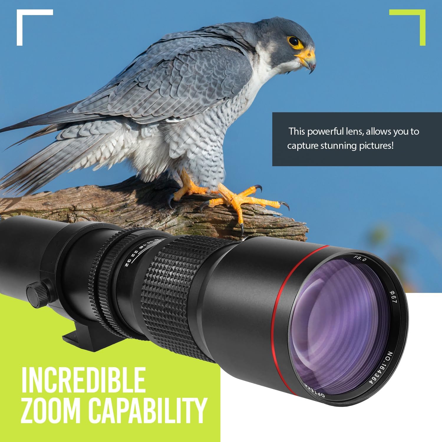 High Power 500mm f/8 Manual Telephoto Lens for Canon EOS R EOS R3 EOS R5 EOS R6 EOS R7 EOS R8 EOS R50 EOS R100 EOS RP Mirrorless Cameras