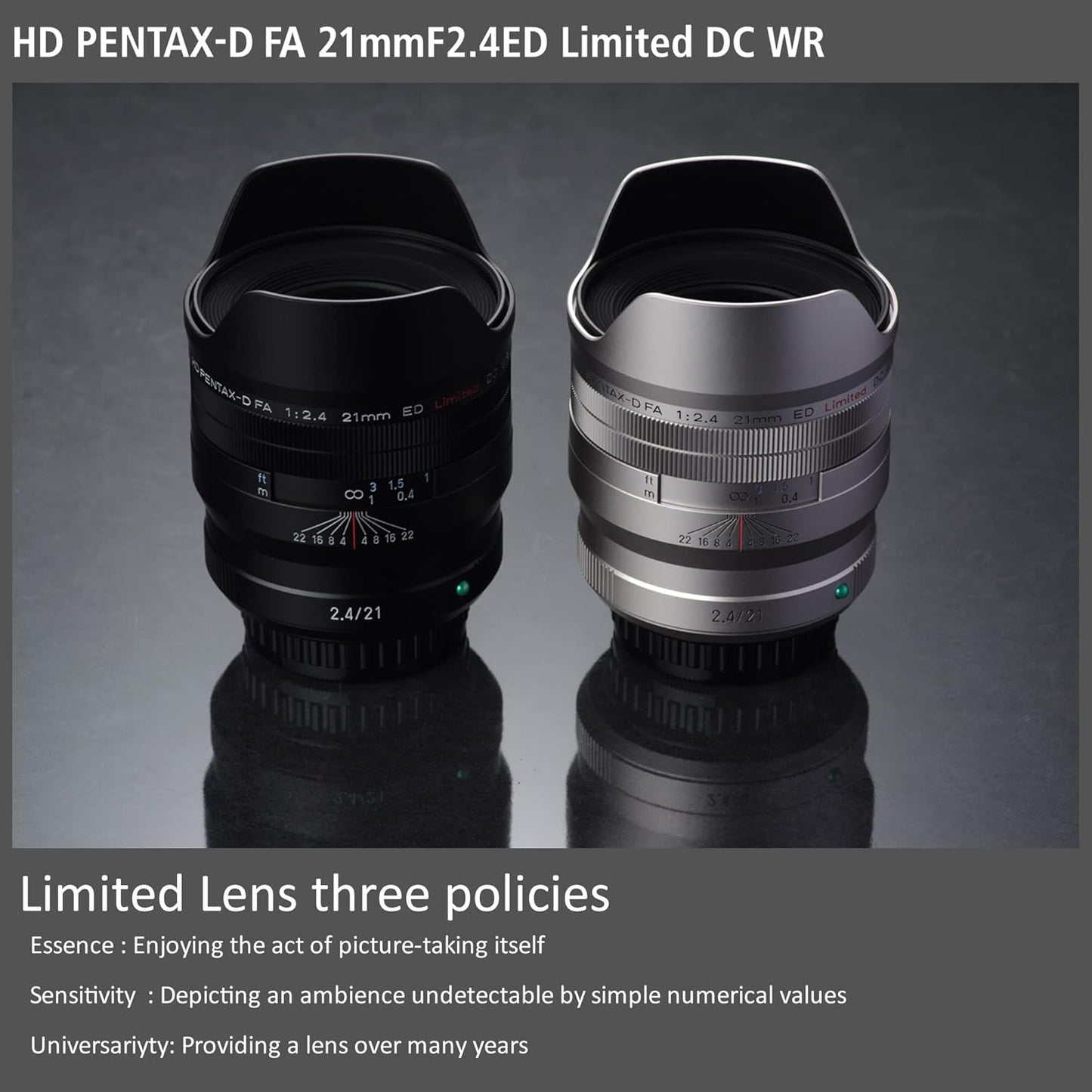 Pentax FA 21mmF2.4ED Limited DC WR Black Ultra Wide Angle Monofocal Lens [For Full Frame DSLR Cameras] Limited Lens Machined Aluminum Lens Barrel (28040)