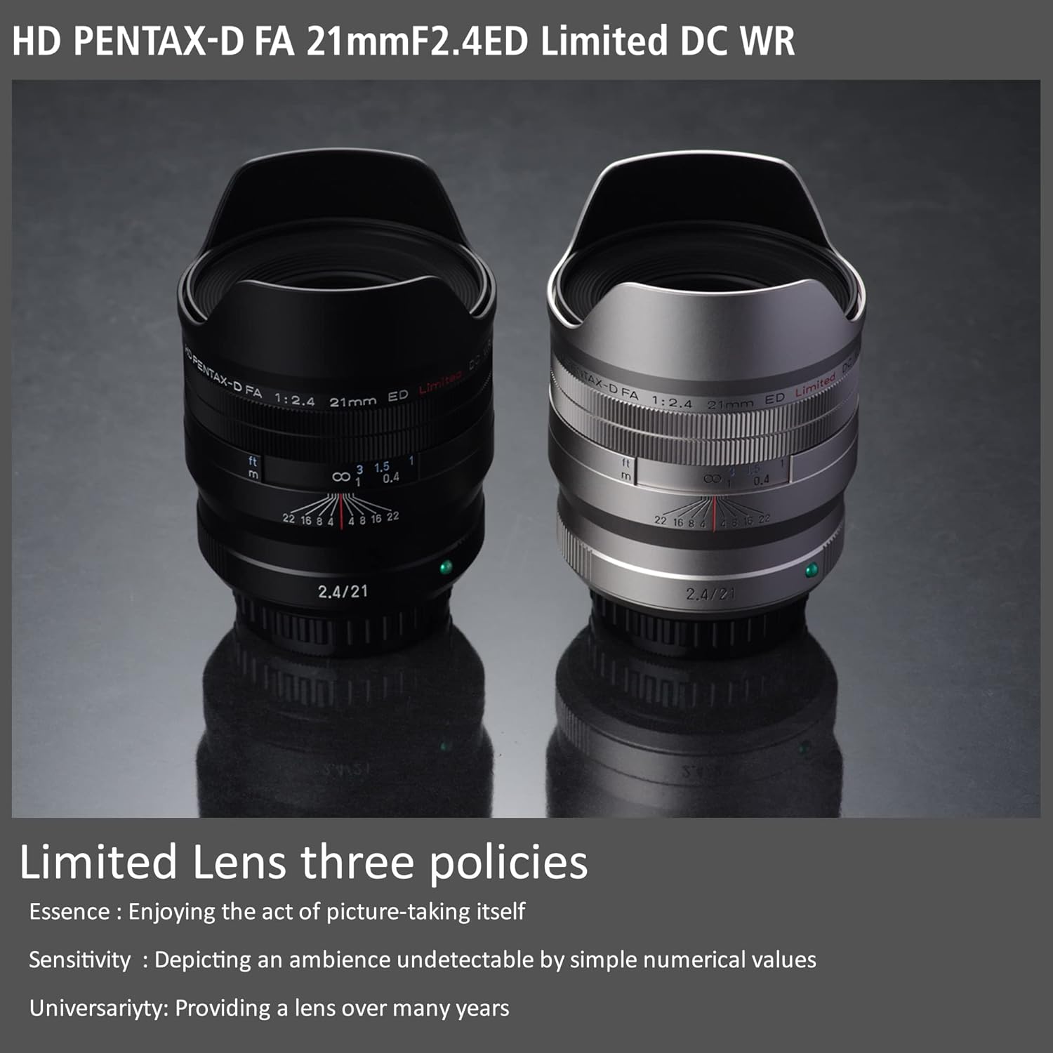Pentax FA 21mmF2.4ED Limited DC WR Black Ultra Wide Angle Monofocal Lens [For Full Frame DSLR Cameras] Limited Lens Machined Aluminum Lens Barrel (28040)