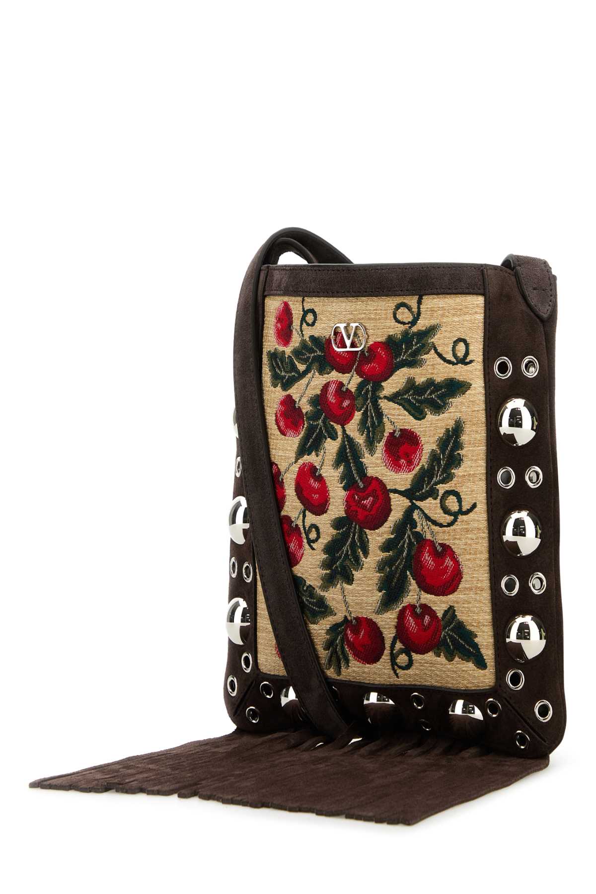 Valentino ヴァレンティーノガラヴァニ刺繍ラフィアとスエードの小さなネルケテクロスボディバッグ - Image 3
