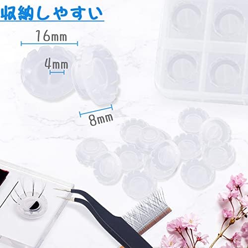 Kalevel 100 Pcs Eyelash Blossom Cups Eyelash Glue Holder Eyelash Extension Graft Eyelash Blossom Cup Eyelash Stretching Flat Rush V Shape Anti-Spill Glue Holder Economical Easy Assistance Tool Disposable