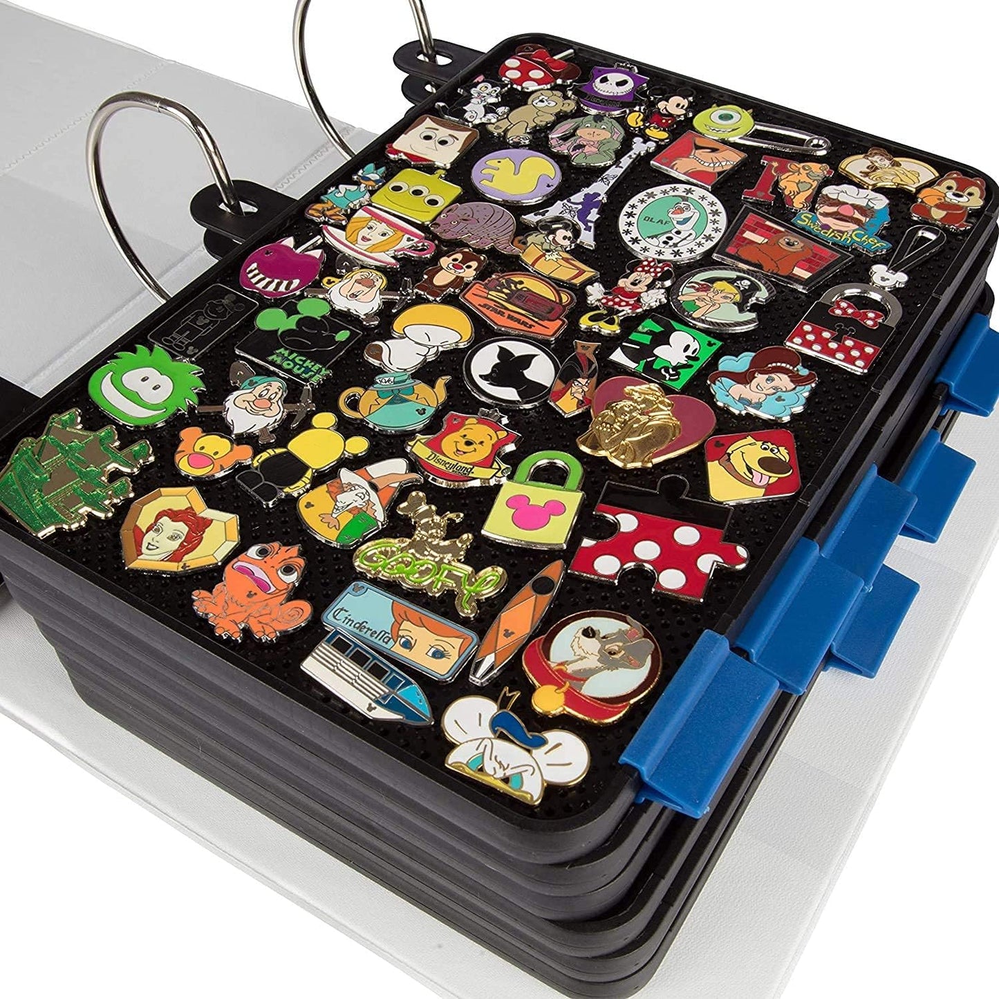Paquete de 6 páginas de exhibición de pines esmaltados para carpeta de 3 anillas, sin hundimiento (negro) | 6pc flat no-sag binder inserts securely hold & display Disney trading or lapel enamel pins with backings. (Pins not included)