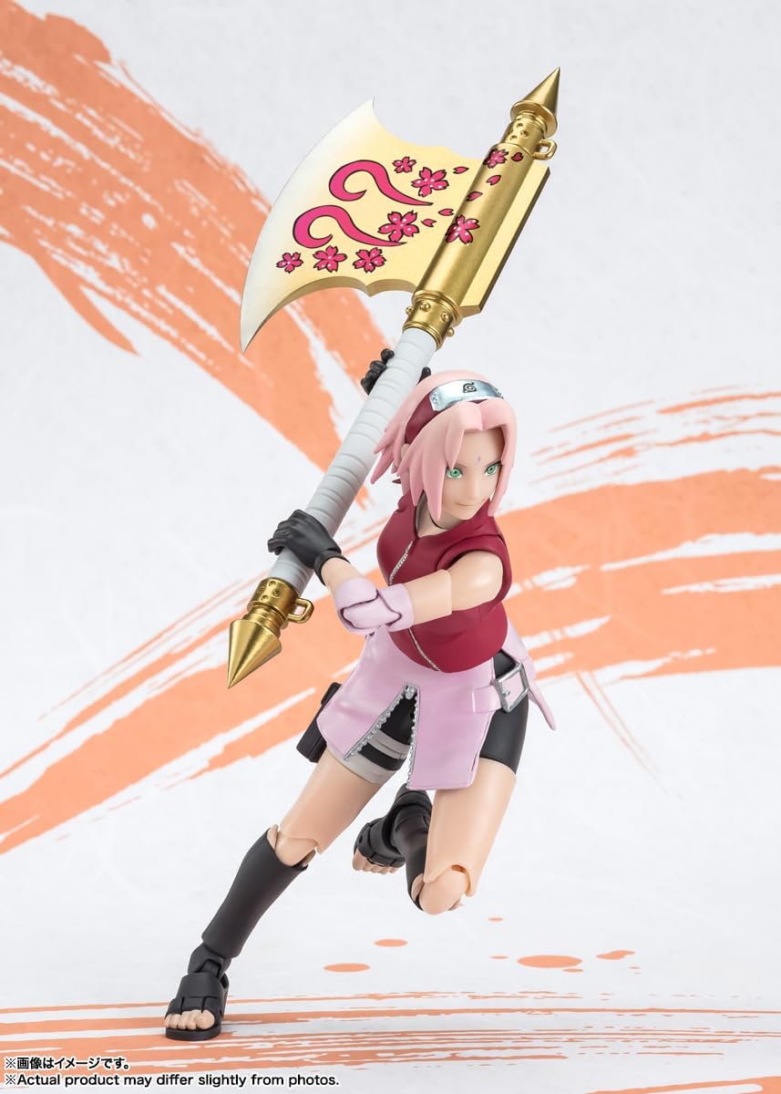 S.H. Figuarts NARUTOP 99 Edition Poseable Sakura Haruno Figure, PVC and ABS, Pre-Painted, 5.3 inches (135 mm)