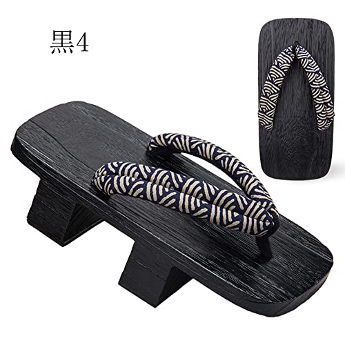 [cnstone] Men's Geta Clogs, Soft Nose Straps, Yakata/Black Lacquered Paulownia Clogs, Men's Cosplay, Two-ply Geta for Cosplay, Yukata, Summer Kimono, Unique Pattern, Men's Paulownia Clogs, Gift,