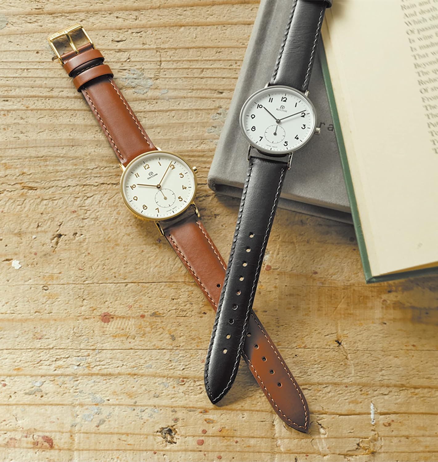 cenno 9ZR004RH18 Rhythm Industrial Wristwatch, Men’s & Women’s (Unisex), Made in Japan, Genuine Leather