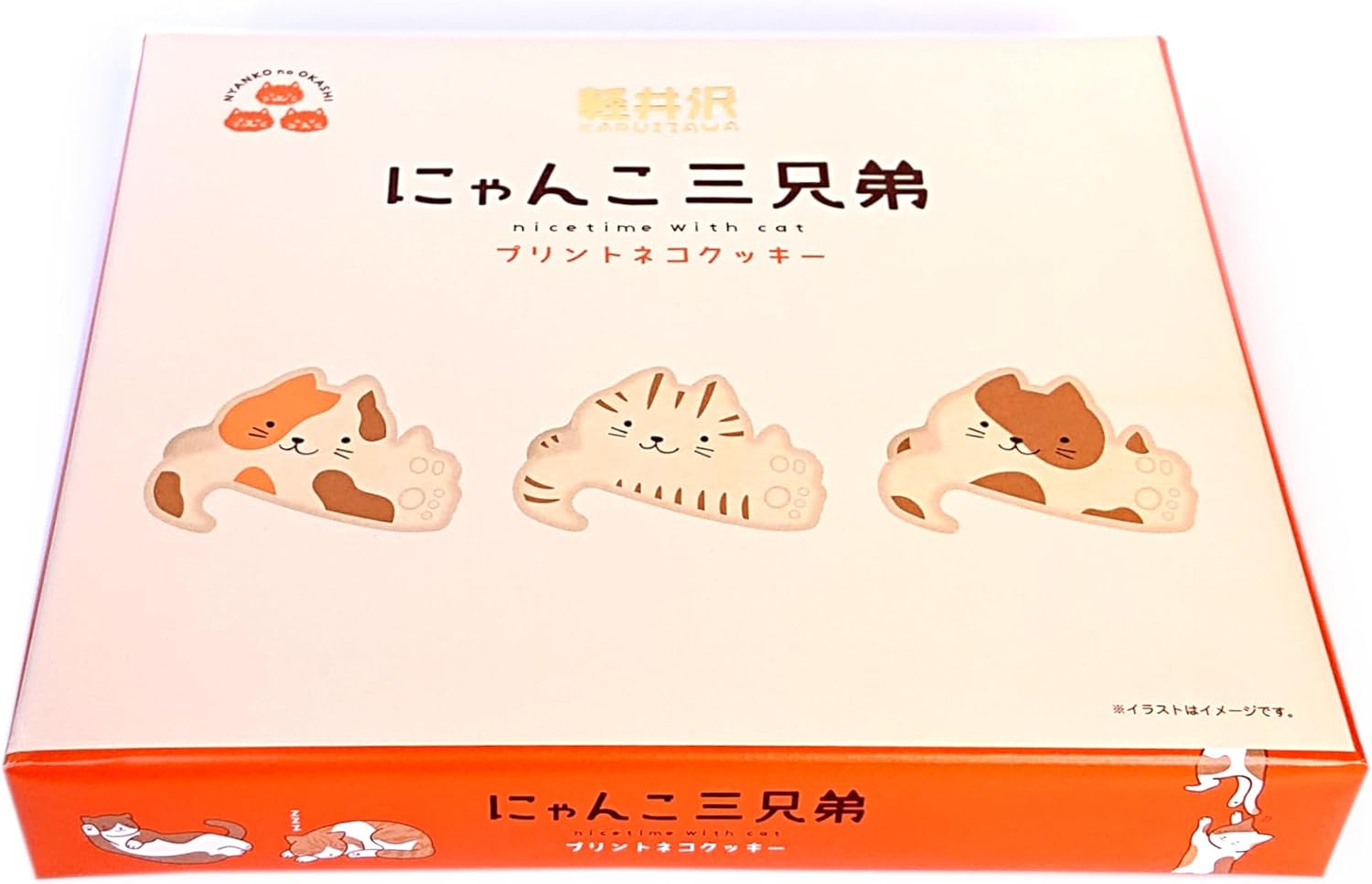 Karuizawa Cat Three Brothers Printed Cat Cookies, 12 Pieces, Shinshu Nagano (1 Box)